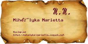 Mihályka Marietta névjegykártya